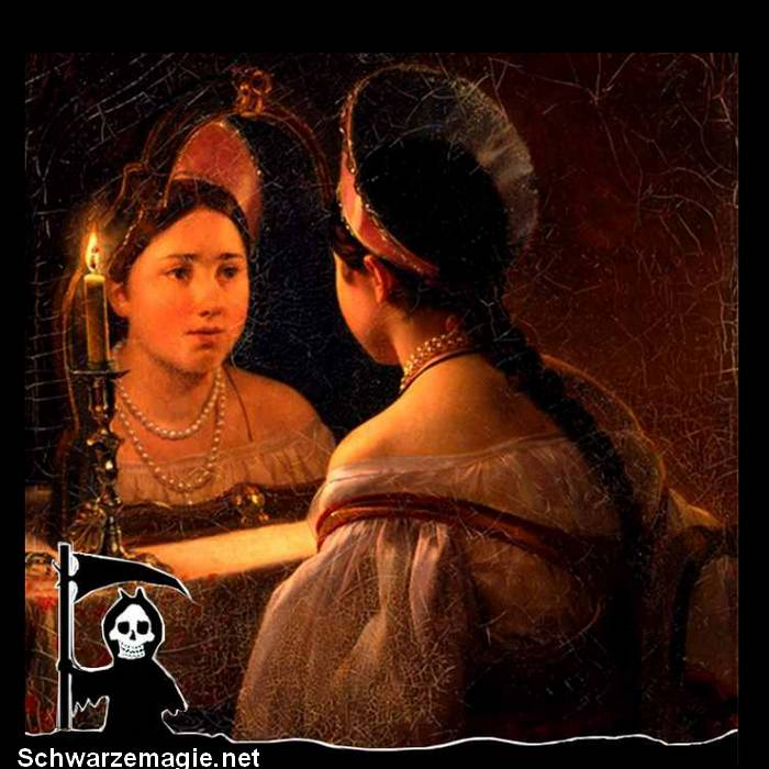 Die Wahrsagerin Svetlana beim Blick in den Spiegel, Karl Briullov, 1836. Einige sehr gute Seher sehen Dinge nur vor ihrem geistigen Auge. Manche Hexen kommen mit der Praxis der Spiegelmagie gut zurecht und werden schnell zu guten Sehern; andere müssen lange und geduldig arbeiten, um überhaupt ein Ergebnis zu erzielen.