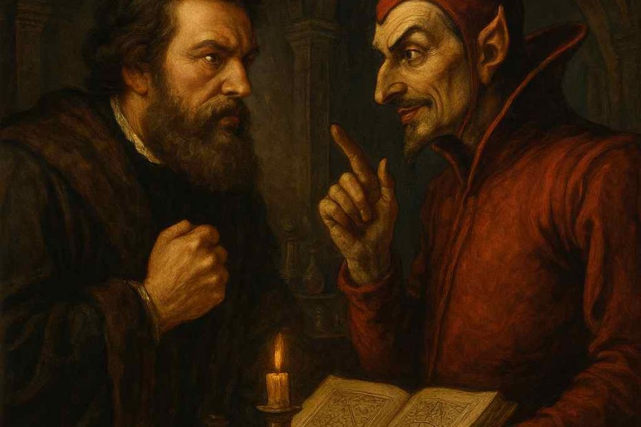 Faust verkauft in Goethes Drama seine Seele an Mephisto, um grenzenloses Wissen, Macht und irdische Lust zu erlangen.