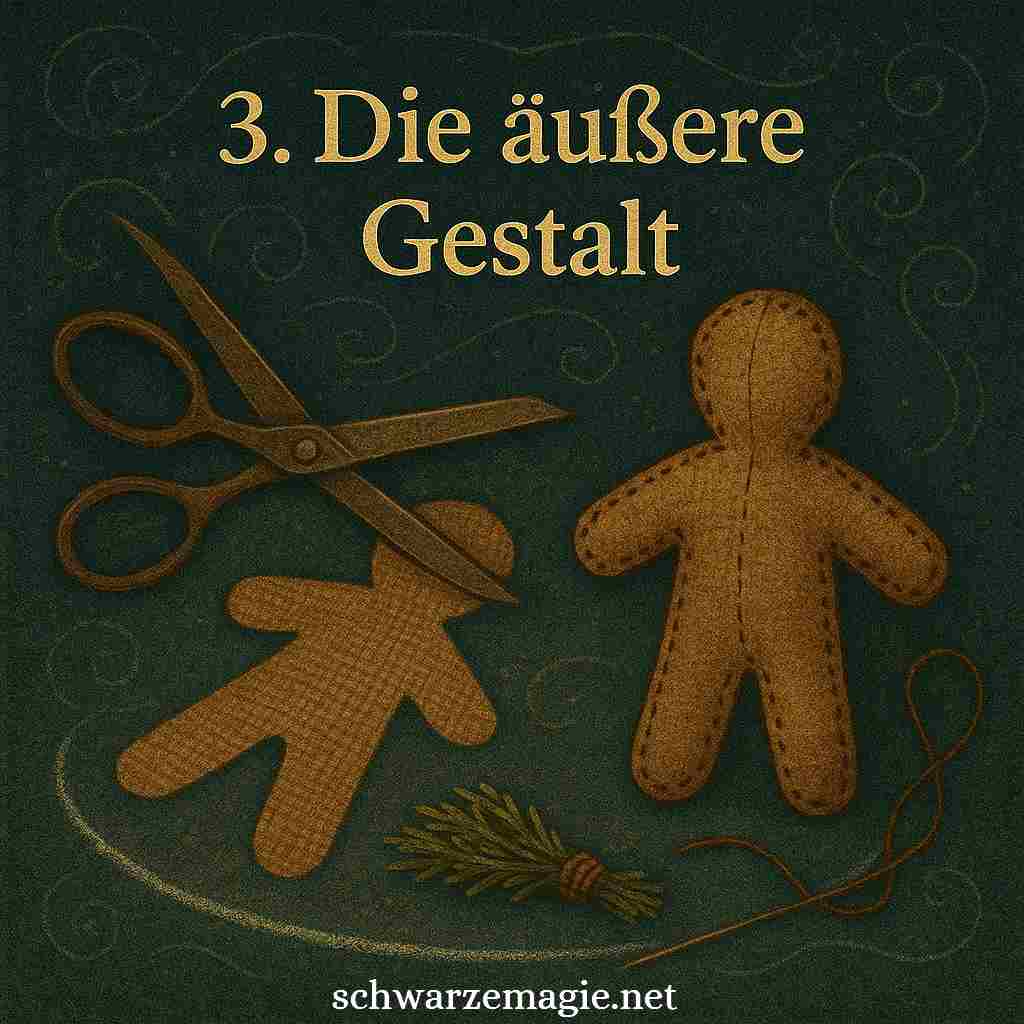 Die Form der Voodoopuppe ist meist menschlich gestaltet, um die Verbindung zur dargestellten Person oder Energie symbolisch zu verstärken.