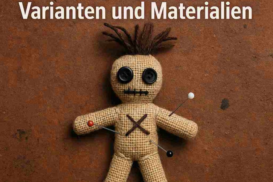 In der Hexerei wird eine Voodoopuppe oft aus natürlichen Materialien wie Stoff, Wachs oder Stroh gefertigt und mit persönlichen Gegenständen der Zielperson versehen, um symbolisch Einfluss auf deren Energie oder Handlungen zu nehmen.